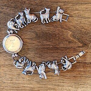 VINTAGE Jenny B CATS slide watch Gambling Slide Watch